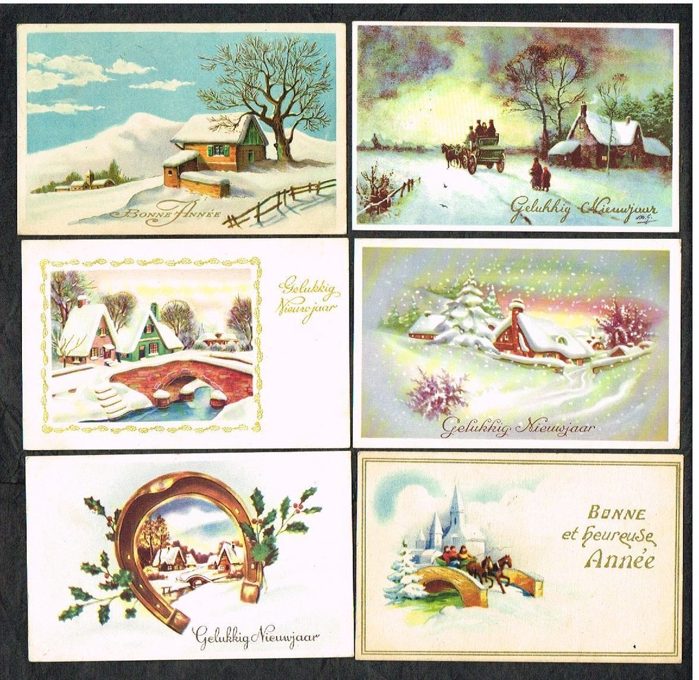 Happy New Year, Christmas, and various wishes - Set of 179 written and unwritten postcards - Postcard (179) - 1900-1960 #4.3