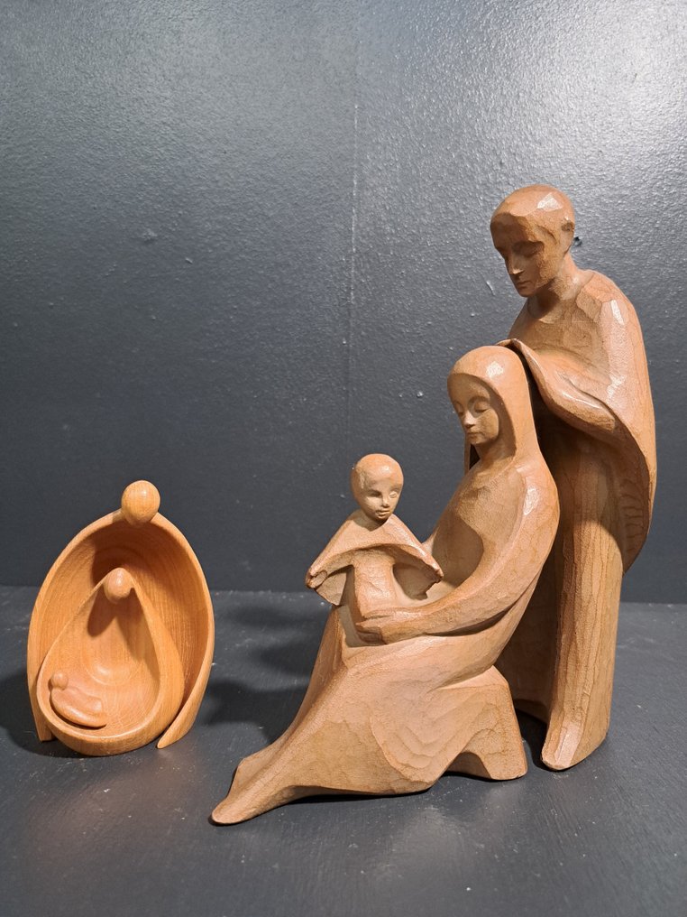 Χριστουγεννιάτικες διακοσμήσεις (2) - Ρητίνη, Ξύλο - Άγια οικογένεια δύο φορές #1.0