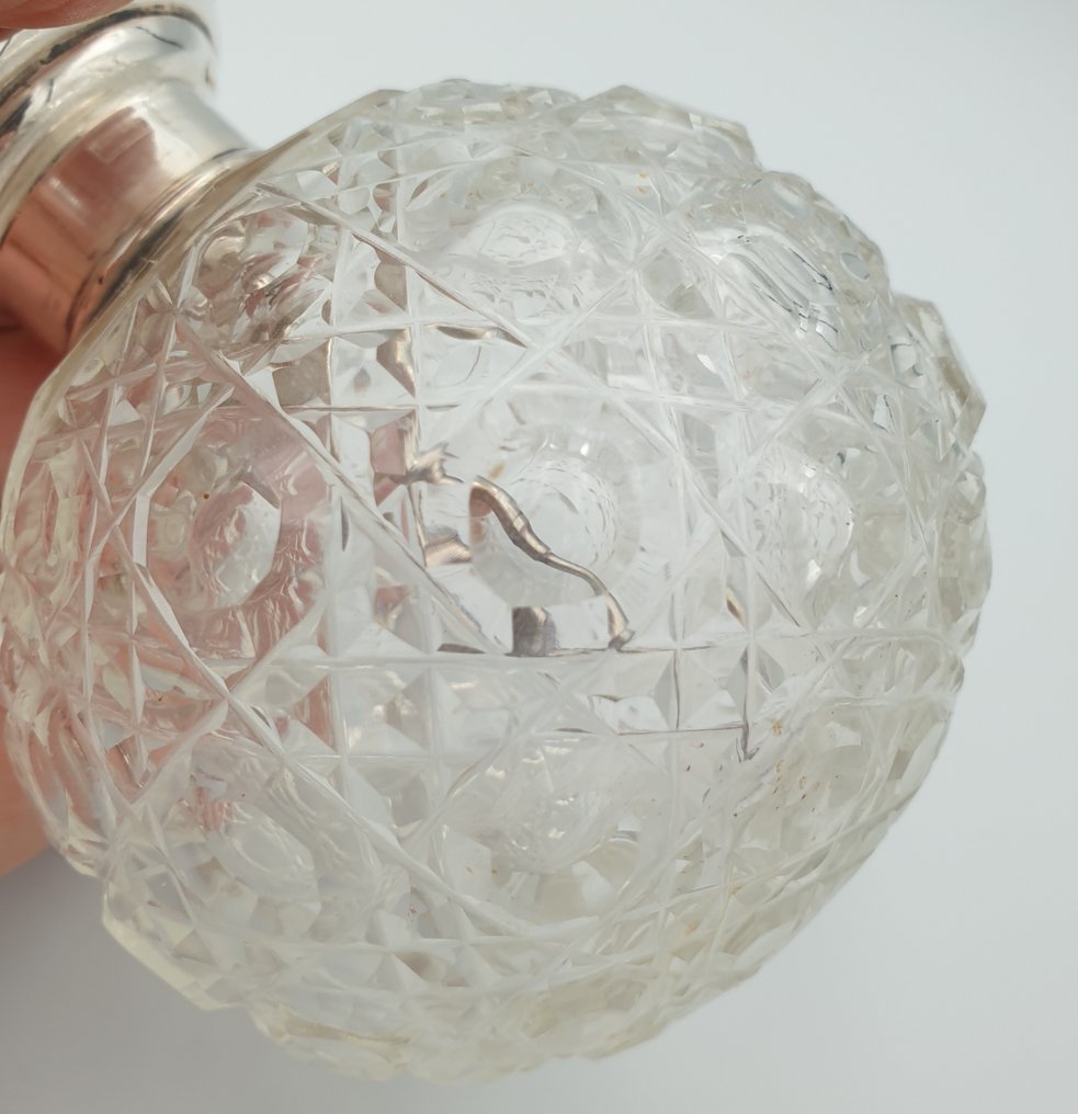 RB - Perfume bottle (3) - Crystal, .925 silver - Atomizer #3.2