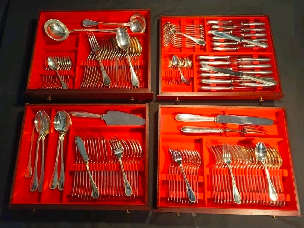 Christofle - Cutlery set for 12 (153) - pearls - Silverplated #3.2