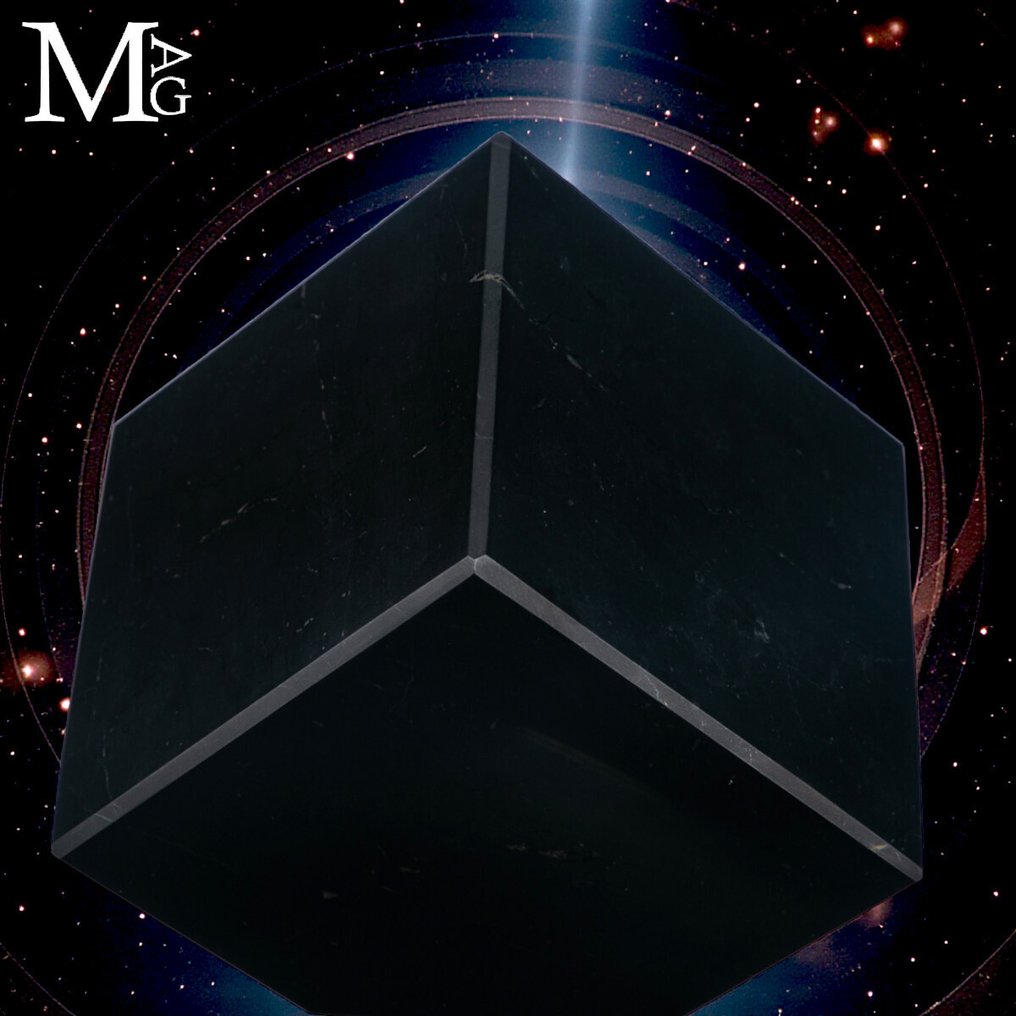 Shungite – The Stone of Primordial Carbon Primordial Shungite Cube – Stable Balance - Altezza: 100 mm - Larghezza: 100 mm- 2249 g #3.2