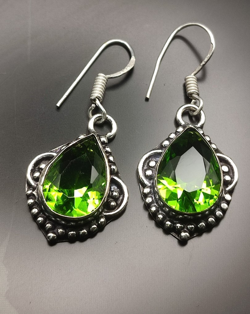 Hermosas pendientes de plata 925 con peridoto, envío gratis - Pendientes #3.2