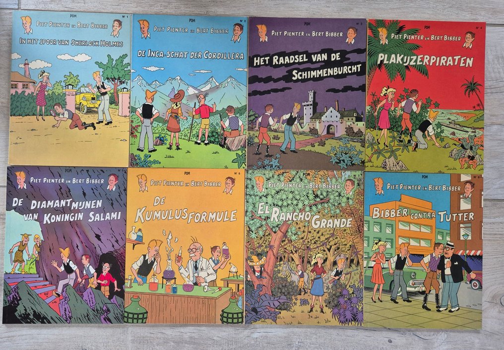 Piet Pienter en Bert Bibber 1 t/m 45 (minus 21, 22 en 44) - Bijna complete reeks SC - 42 Album - Første udgave/genoptryk #3.2