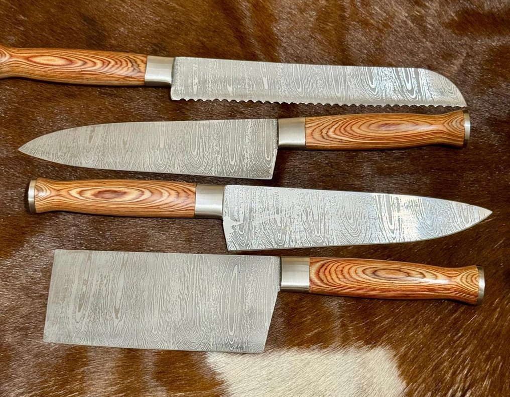 廚刀 -  厨房刀具套装（0016） - 异国木柄与1095/15N20折叠钢 - 英國 - 厨房与烧烤套装 #4.3