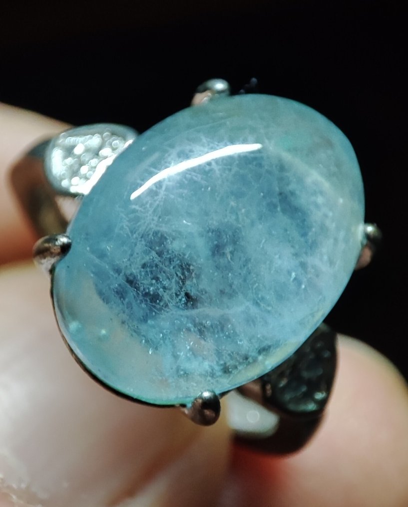 Πολύ όμορκο σπάνιο φυσικό δαχτυλίδι με Aquamarine και Topaz 925 ασήμι, δωρεάν αποστολή - Δαχτυλίδι #4.3