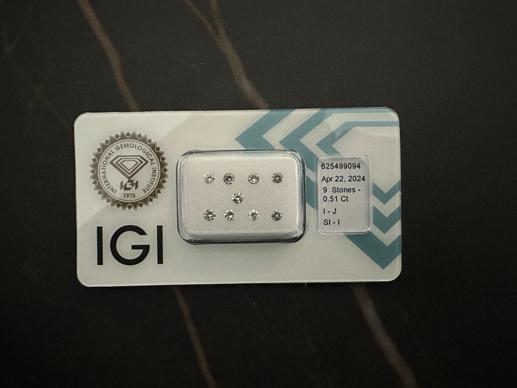 9 pcs Διαμάντι (Φυσικό) - 0.51 ct - Στρογγυλό - I, J - SI1, I1 - International Gemological Institute (IGI) #1.0