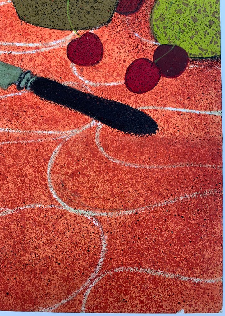 Yves Ganne (1931-2019) - Bouquet de fleurs et fruits sur un table (Vendu sans prix de reserve). #2.1