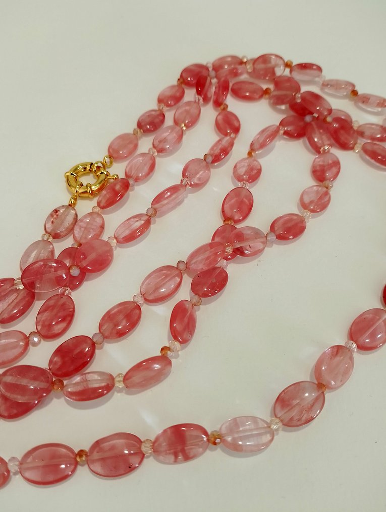 Μπλε ροζ αχάτης κολιέ, μακρύ όμορφο κολιέ. - Κολιέ - Θεραπεία του στρες #4.3