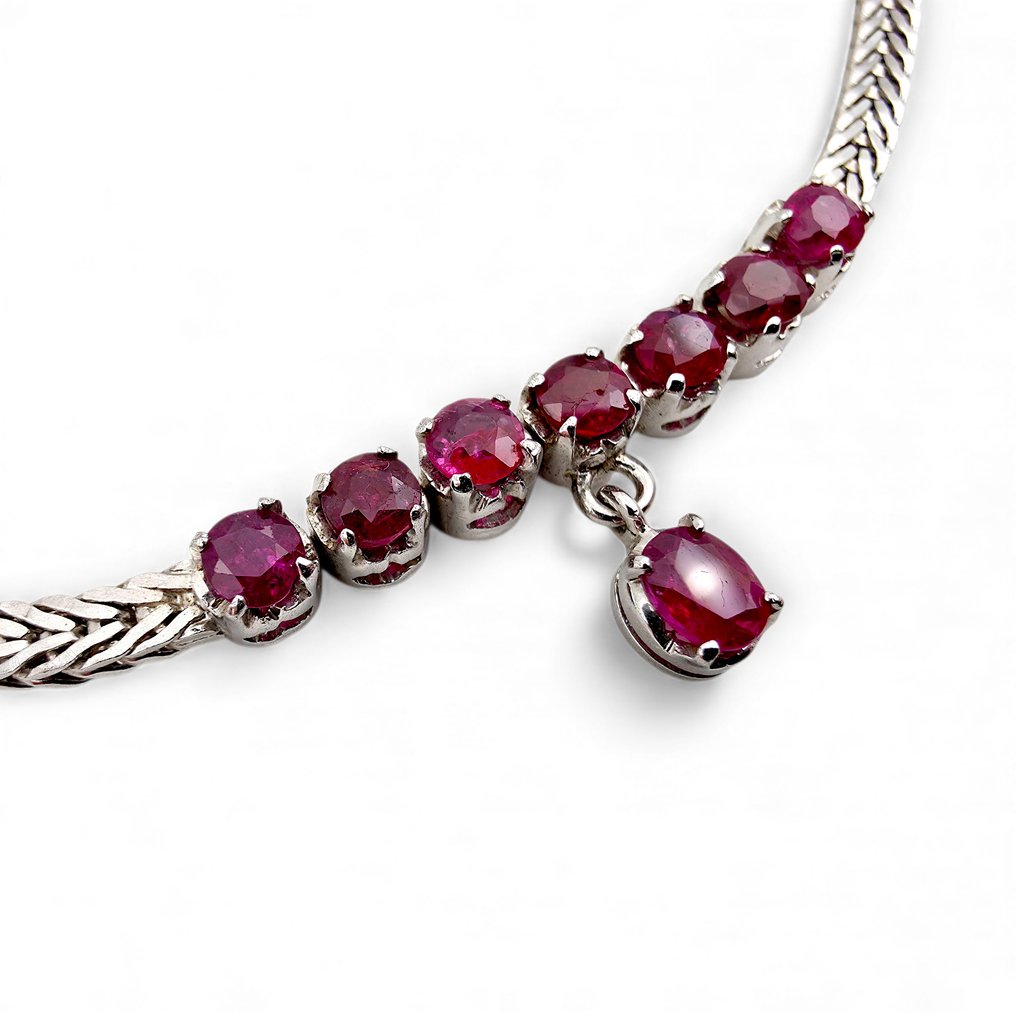 Ohne mindestpreis - Halskette Silber - Ruby (zertifiziert) #2.1