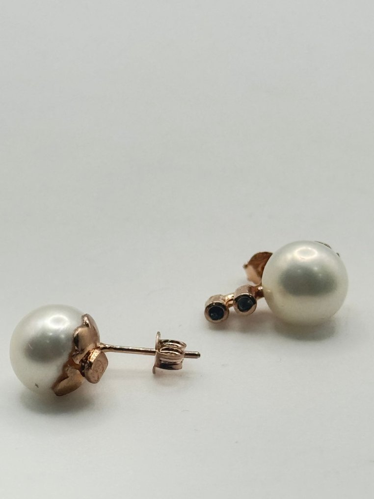 χωρίς τιμή ασφαλείας - Σκουλαρίκια - 9 kt. Ασημί, Ροζ χρυσό Μαργαριτάρι - Διαμάντι #3.2