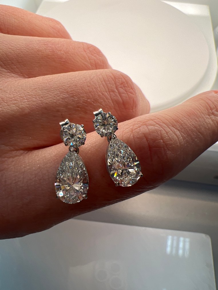 Korvakorut - 14 kt. Valkokulta - 5.02ct. tw. Timantti (Laboratoriossa kasvatettu) - Timantti #4.3