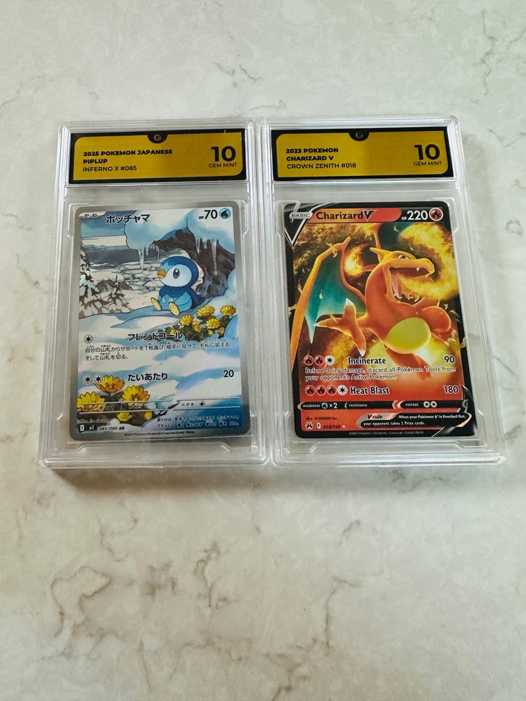 Pokémon - 2 Graded card - Piplup 005 / 018 Foil - GG 10 - Sword & Shield - Crown Zenith #1.0