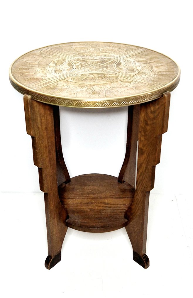 边桌 - 木, 铜 #1.0