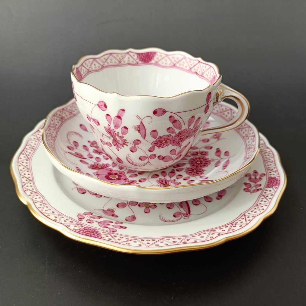 Meissen - Meissen Manufactory - Csésze és csészealj (3) - Floral pattern - Porcelán - kézzel festett rózsaszín virágos #1.0