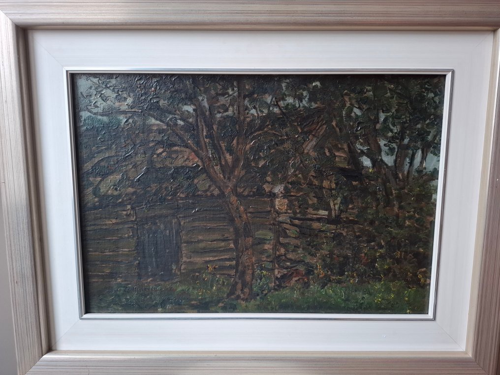 Jan Adam Zandleven (1868-1923) - Boerderij in boomgaard #1.0