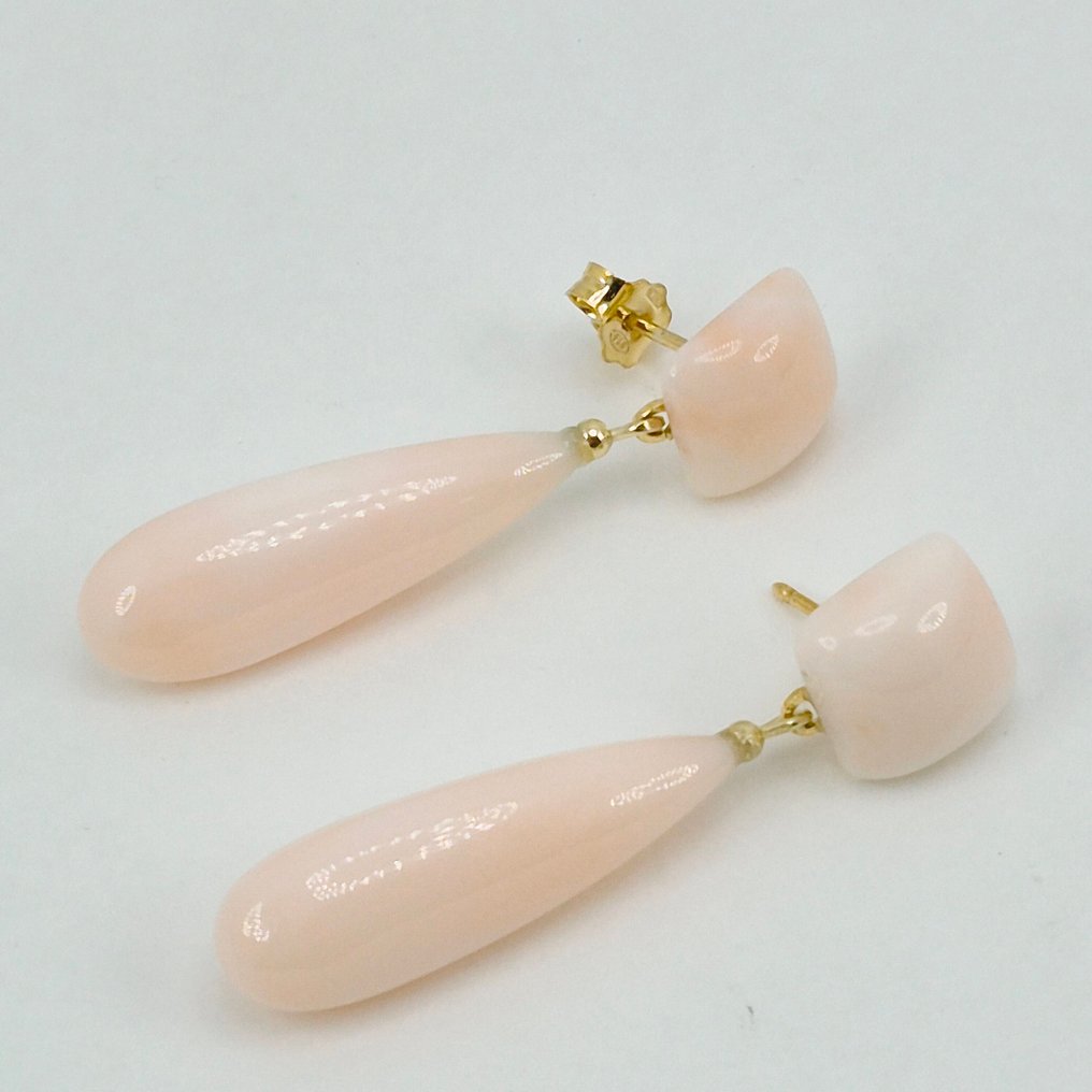 Koral - Sølv, Forgyldt - Øreringe - Corallo Rosa #4.3