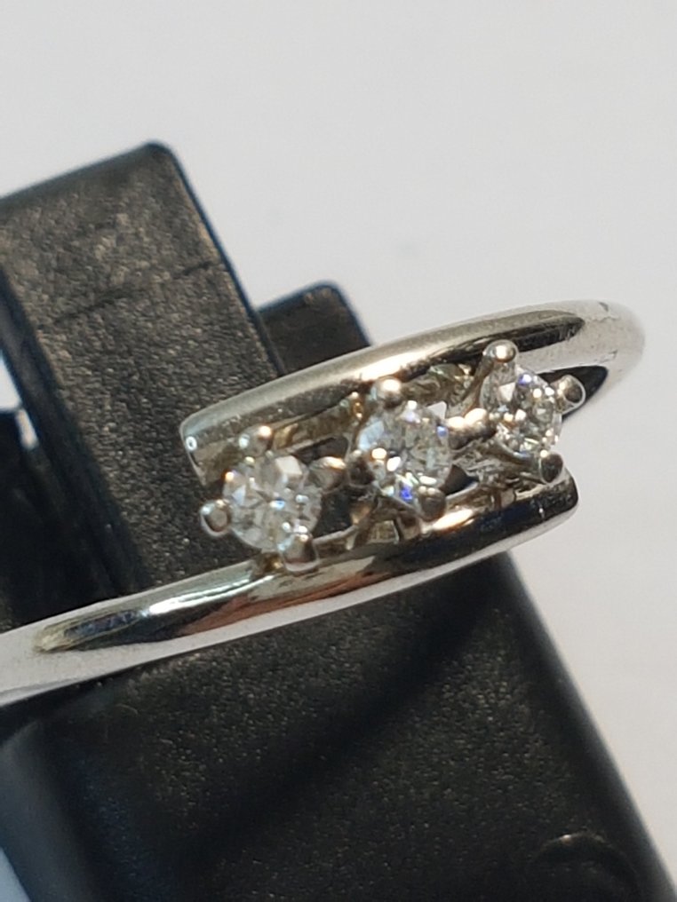 Inel - 18 ct. Aur alb - 0.18ct. tw. Diamant (Natural) #3.2