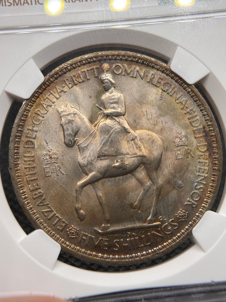 Storbritannien. 5 Shillings 1953 / Elisabeth II / NGC MS64 (Utan reservationspris) #3.2