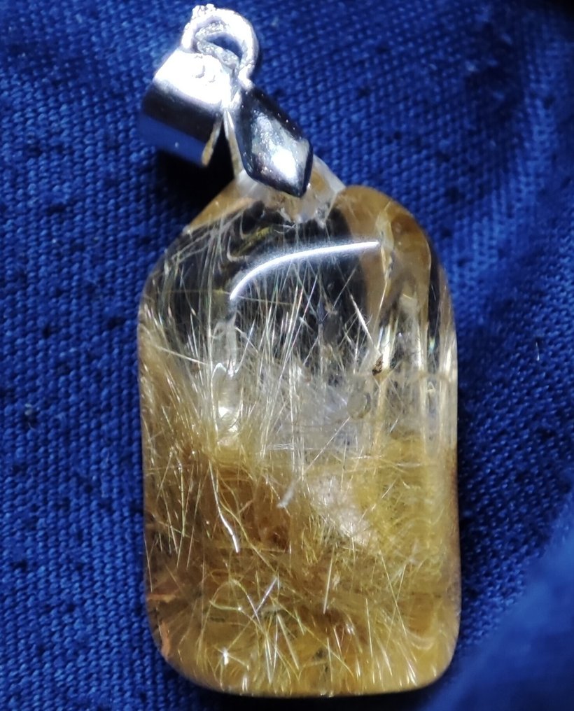 Ingen mindstepris smukt, sjældent, klart, gult rutineret krystal-quarts vedhæng i 925 sølv, pinch. - Vedhæng #4.3