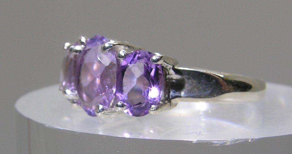 Ametyst Ring - Højde: 24.4 mm - Bredde: 21.9 mm- 4.06 g - (1) #4.3
