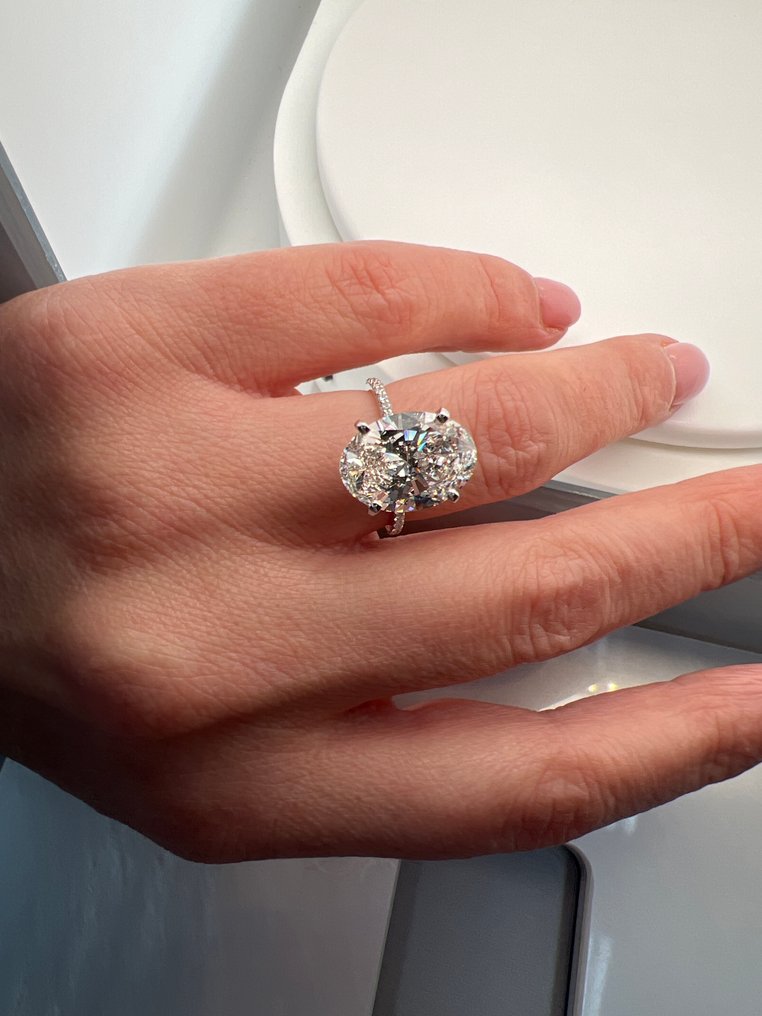 戒指 - 14 克拉 白金 -  7.33ct. tw. 鉆石 (實驗室培育) - 鉆石 #4.3