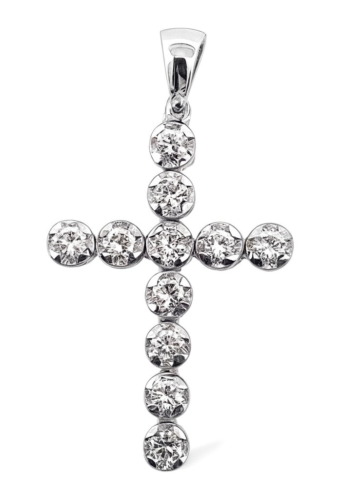 吊坠 - 18K包金 白金 钻石 (天然) #1.0