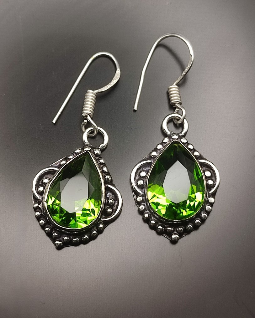 Hermosas pendientes de plata 925 con peridoto, envío gratis - Pendientes #1.0