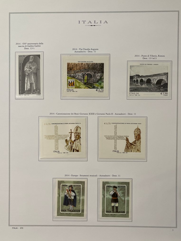 意大利 2014 - 意大利共和国2014年邮票，全新带原胶。 #1.0