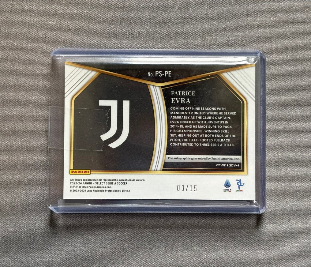 2023/24 Panini Select 3/15 Patrice Evra PS-PE 簽名卡 - 1 Card - 八成新 (NM) #1.0