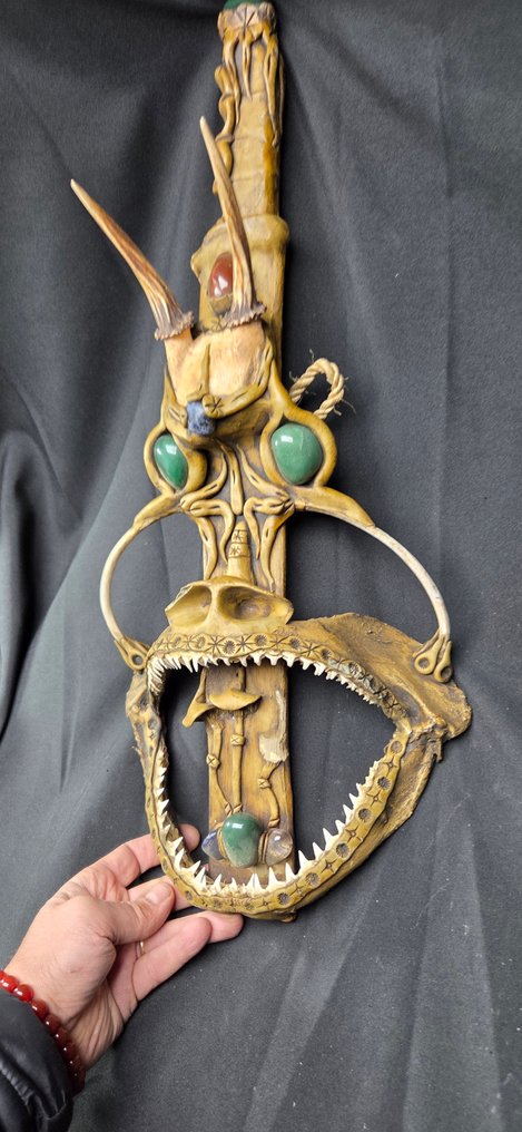 Curiosity cabinet -Magic saber with semi-precious agate stones -and others bone  - Diorama #3.2