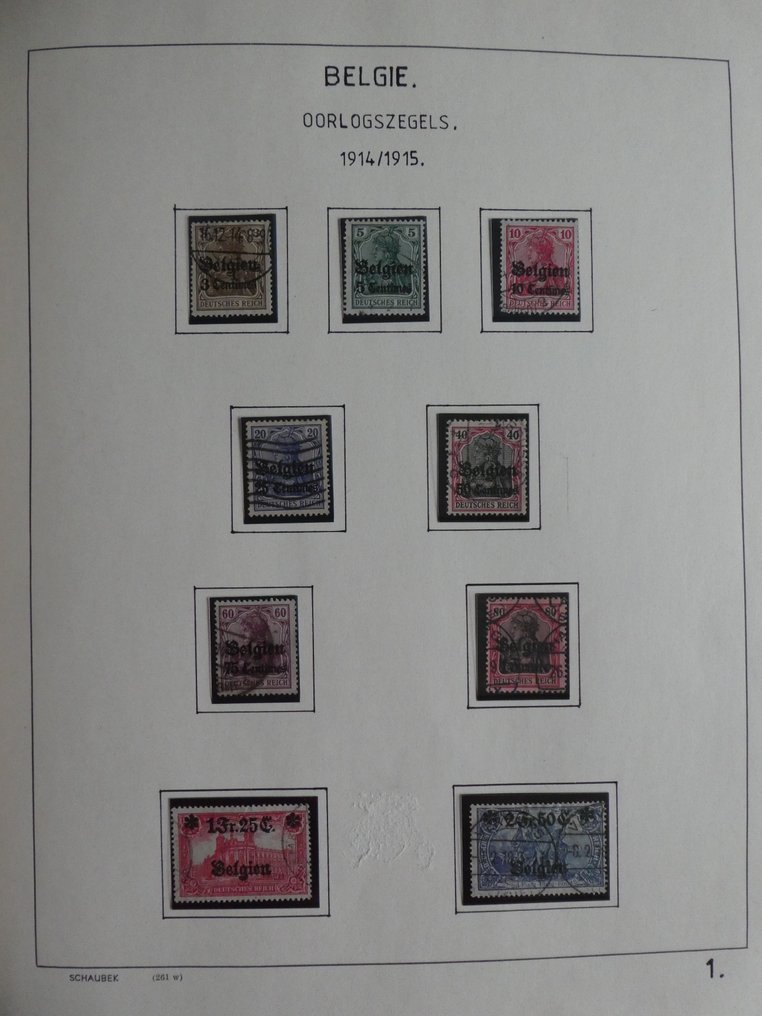 比利時 1914/1920 - 占领时期的邮票与带有审查的信件 #1.0