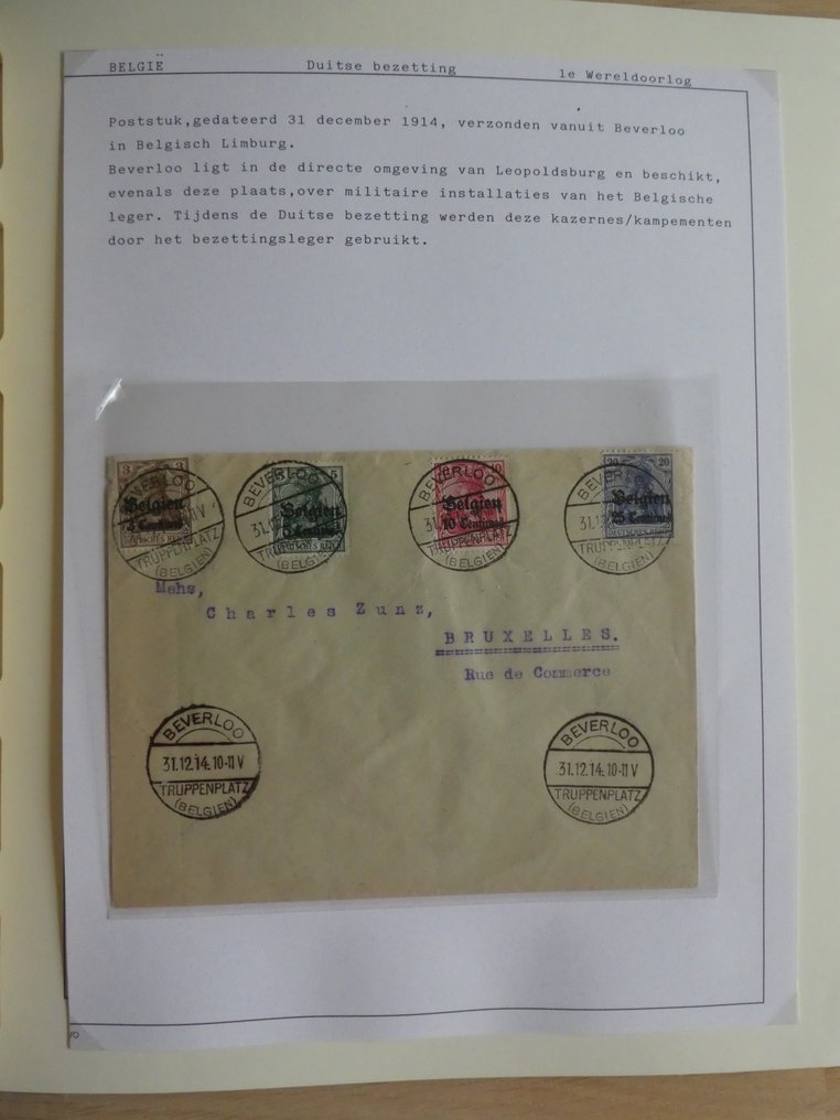 比利時 1914/1920 - 占领时期的邮票与带有审查的信件 #3.2