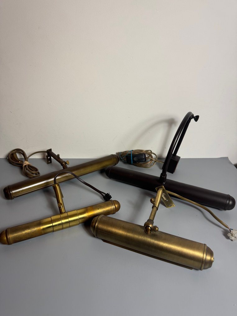 Lampada (4) - 4 lampade vintage da quadro in ottone/rame - Rame #1.0