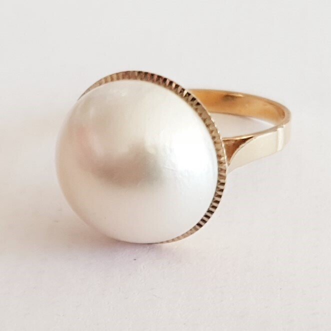 戒指 - 18K包金 黄金 珍珠 #1.0