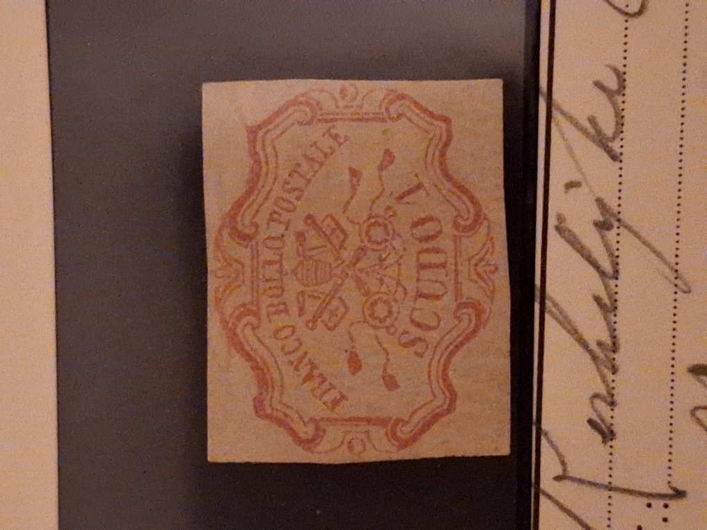 State Italiene Antice - Statul Papal 1852 - 1 scudo rosa carminio - Sassone N. 11 #1.0