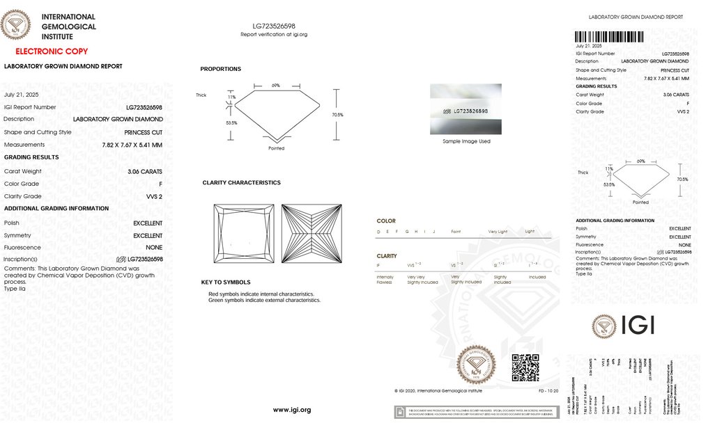 Ingen mindstepris - Ring - 14 karat Gulguld - 3.06ct. tw. Diamant (Laboratoriedyrket) - Princess F-VVS2 #2.1