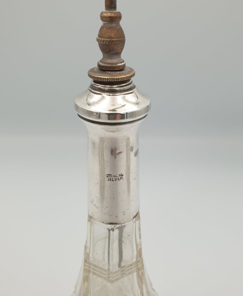 RB - Perfume bottle (3) - Crystal, .925 silver - Atomizer #2.1