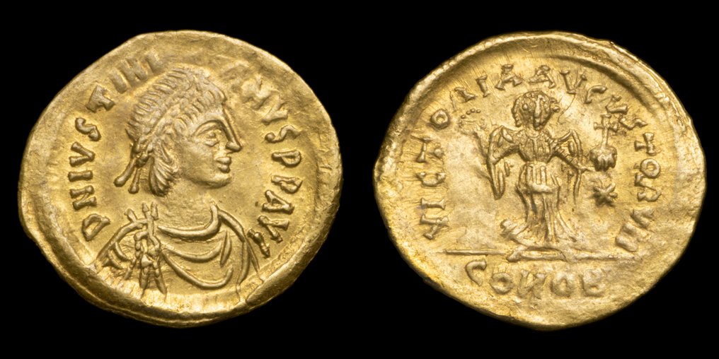 Βυζαντινή αυτοκρατορία. Justinian I (AD 527-565). Tremissis VICTORIA AVGVSTORVM  (χωρίς τιμή ασφαλείας) #1.0