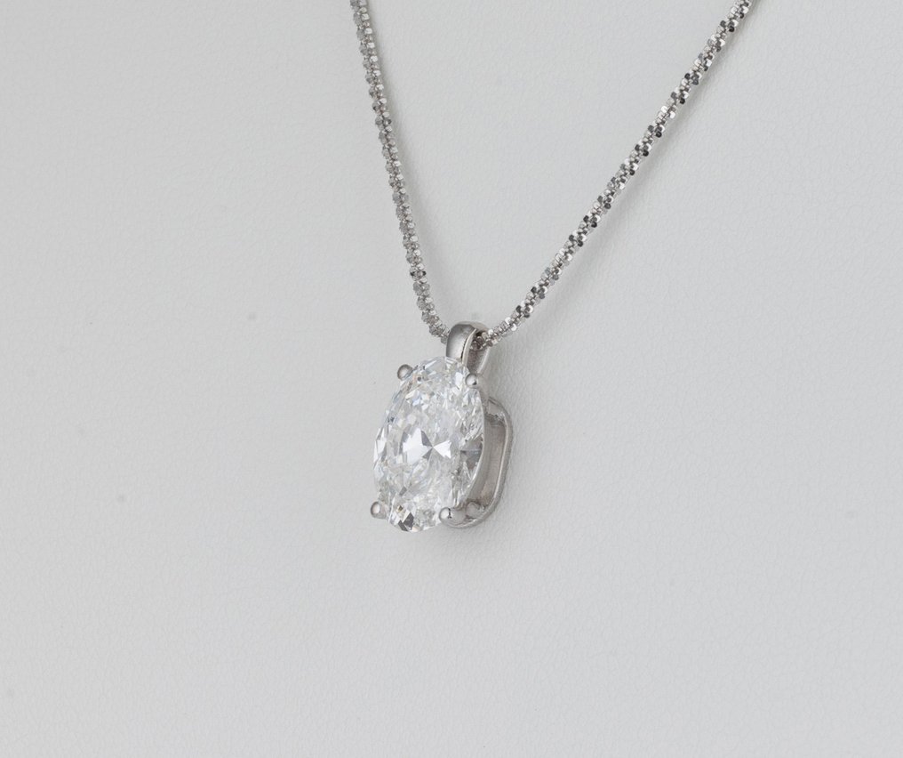 χωρίς τιμή ασφαλείας - Αλυσίδα - 14 καράτια Λευκός χρυσός - 3.05ct. tw. Διαμάντι (Εργαστηριακής καλλιέργειας) - Oval F-VVS2 #3.2