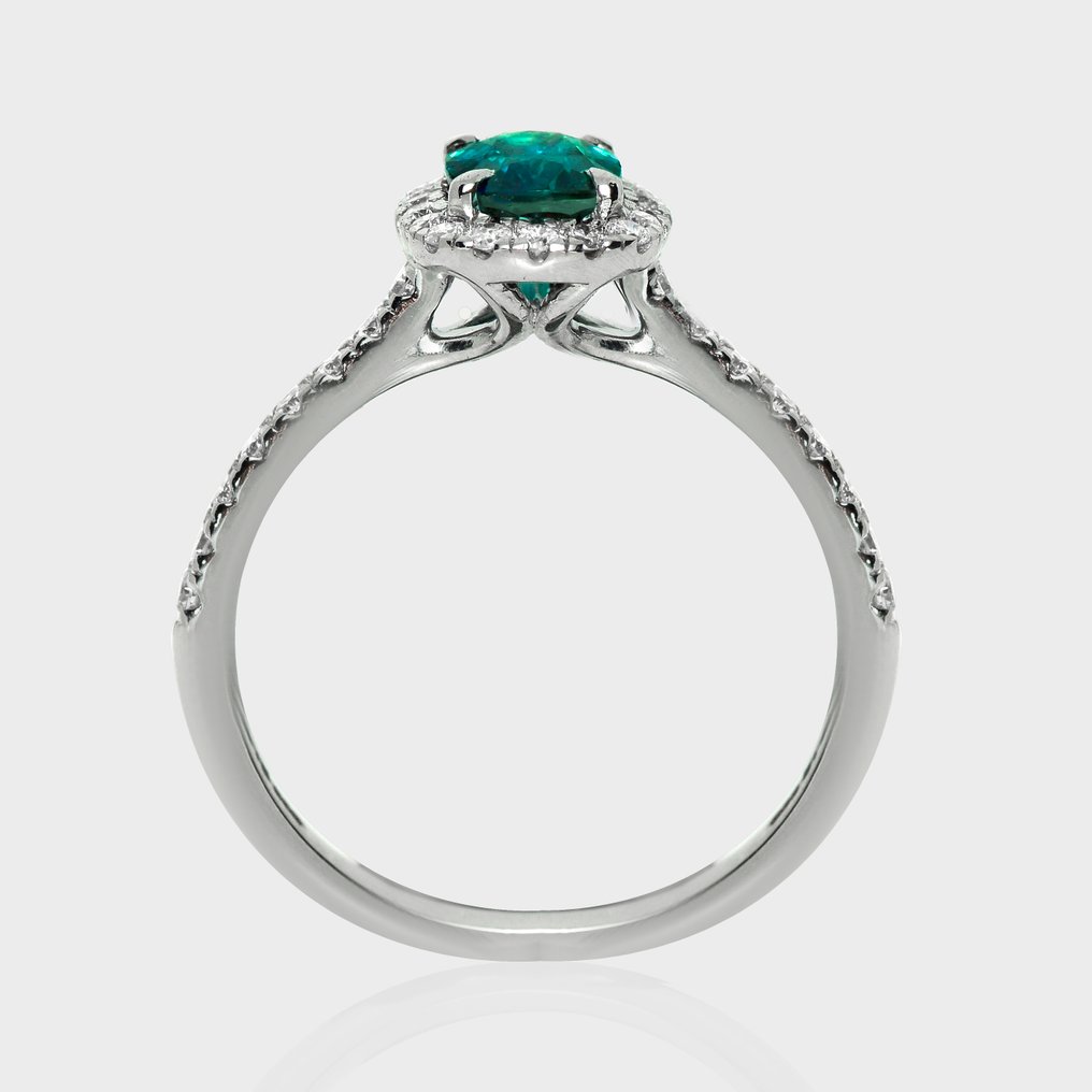 Fără preț de rezervă - Inel - 14 ct. Aur alb, HRD 1.36 ct Albastru intens verzui - 1.76ct. tw. Safir - Diamant #4.3