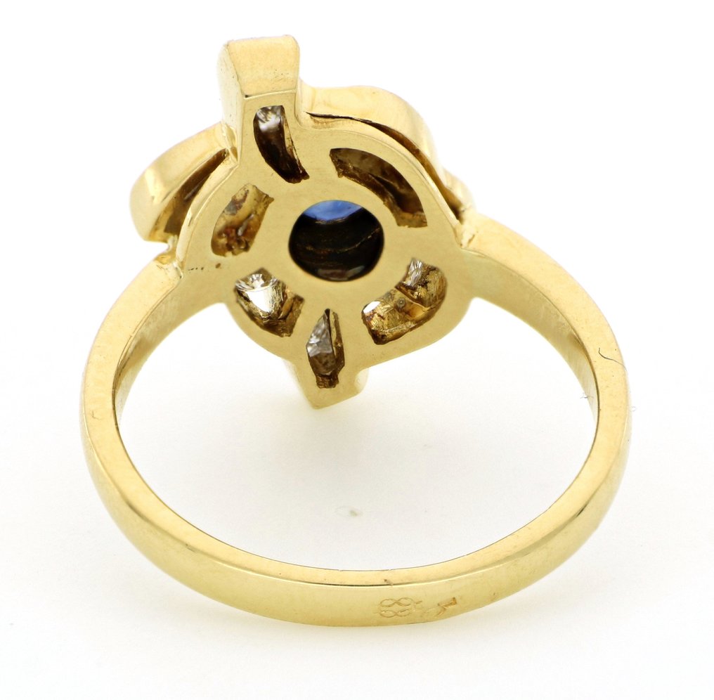 Zonder minimumprijs - Oorbellen - 18 karaat Geel goud -  0.80ct. tw. Diamant (Natuurlijk)  - Saffier #2.1