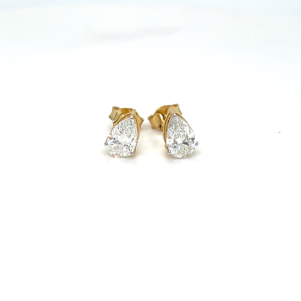 Zonder minimumprijs - Oorbellen - 14 karaat Geel goud - 1.04ct. tw. Diamant (Lab-grown) #2.1