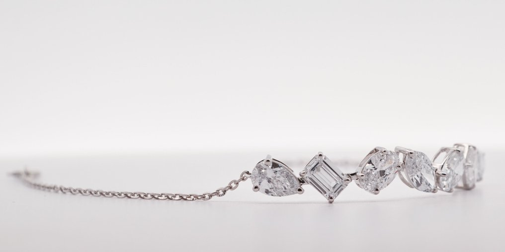 Zonder minimumprijs - Armband - 14 karaat Witgoud - 3.92ct. tw. Diamant (Lab-grown) #1.0