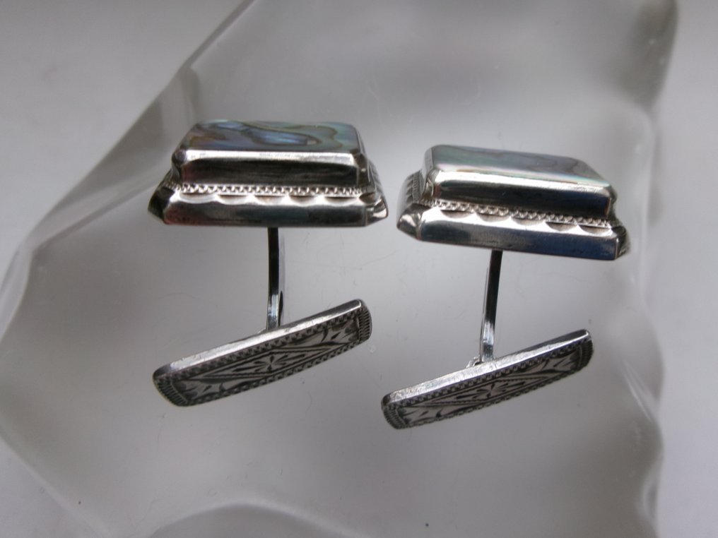 Sølv, Abalone perlemor - Manchetknapper - Art Deco #2.1