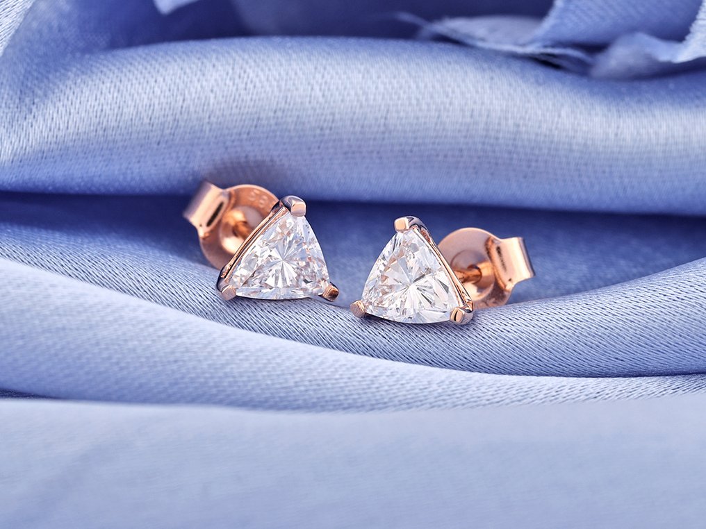 Ingen reservasjonspris - Øredobber - 14 karat Rosegull -  1.00ct. tw. Diamant (Lab-dyrket) #4.3