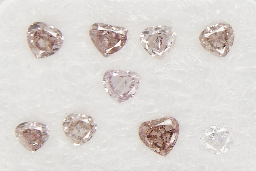Utan reservationspris - 9 pcs Diamant  (Natural)  - 0.95 ct - Hjärta - VS1, VS2, SI1, SI2, I1, I2, I3 - Gem Report Antwerpen (GRA) #1.0
