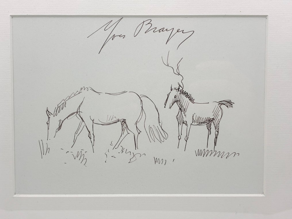 Yves Brayer (1907-1990) - Chevaux, dessin orignal à l'encre #2.1