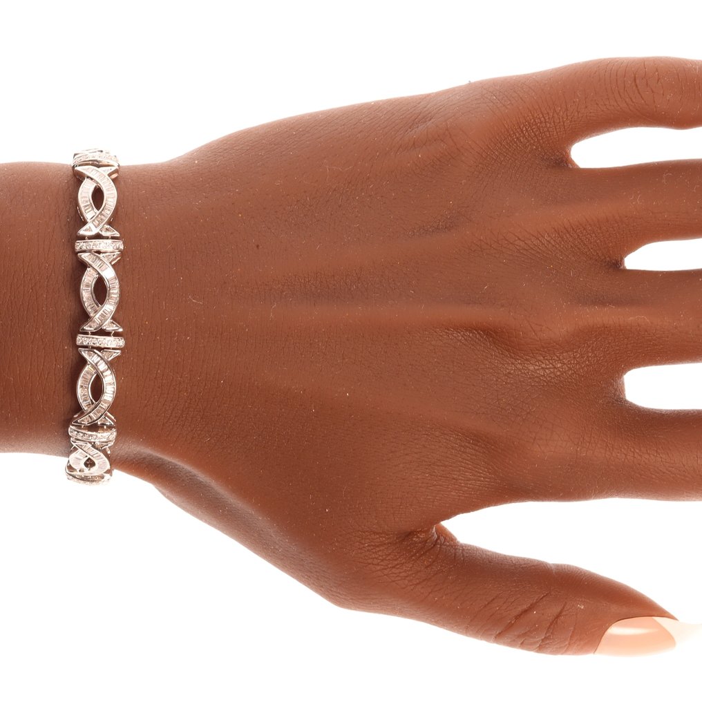 χωρίς τιμή ασφαλείας - Βραχιόλι - 18 καράτια Λευκός χρυσός - 2.96ct. tw. Διαμάντι (Φυσικό) - Κλασικό 1980 #1.0