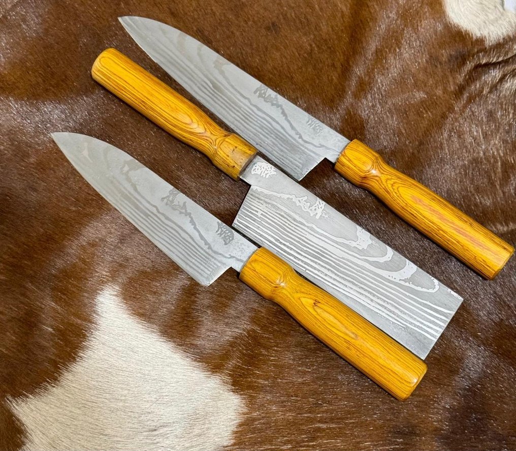 Μαχαίρι κουζίνας - Ιαπωνικό σετ μπάρμπεκιου (0010) - Ιαπωνικό ατσάλι VG10, λιγότερο ατσάλι και εξωτικά ξύλινα λαβές. - Ιαπωνία - Σετ Ιαπωνικού Μπάρμπεκιου #3.2