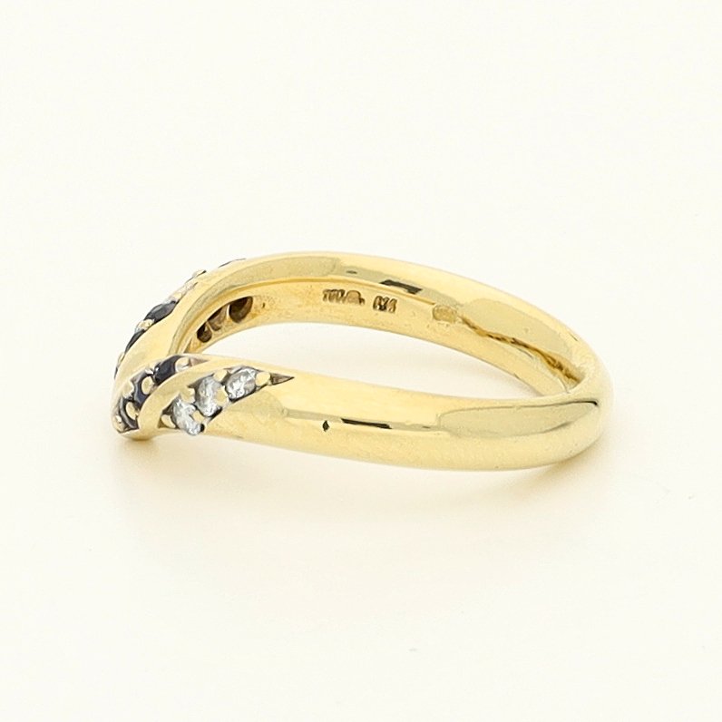 戒指 - 18 克拉 黃金 鉆石 (天然) - 藍寶石 #2.1